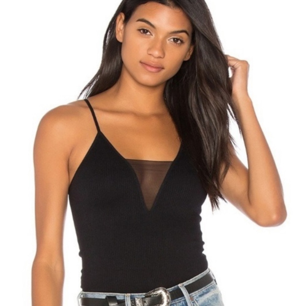 Free people intimately black mesh inset tank
